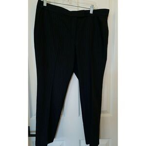 Ann Taylor Black Wool Pants 12P 12 Petite  Womens Devin Fit Pinstripe Stretch